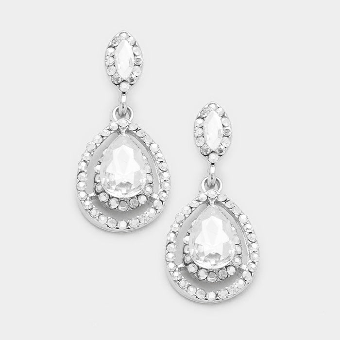 Little Girls Crystal Pageant Earrings on Silver | 300704