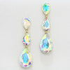 AB Crystal Triple Teardrop Earrings on Gold | 237744