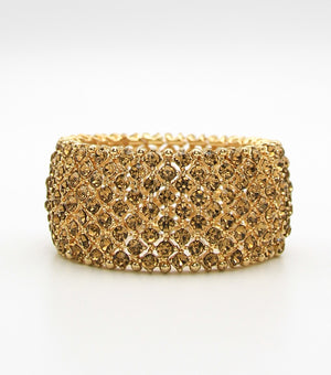 Shimmering Gold Crystal Rhinestone Stretch Pageant Bracelet |JB5B054303LCTGD