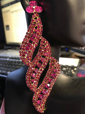 Long Fuchsia Crystal Statement Earrings | bolts | 364547