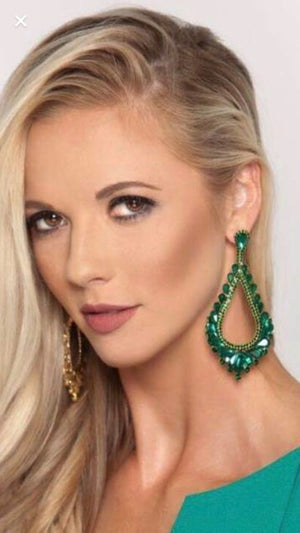 Oversized Cut Out Gold Crystal Teardrop Earrings | 368850