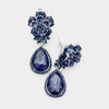 Small Navy Crystal Clip On Dangle Earrings | 415430