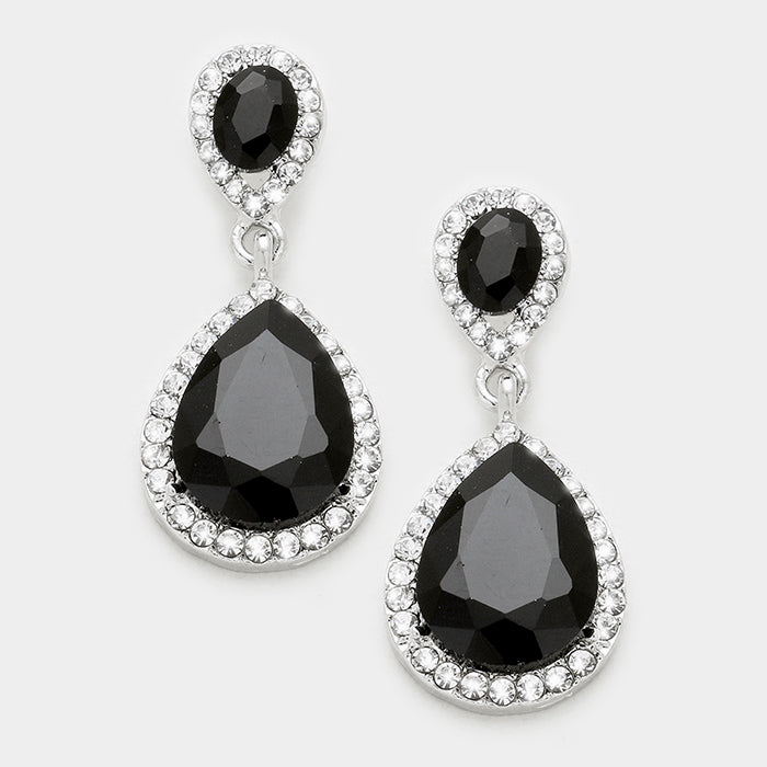 Black Double Teardrop Earrings | 331339