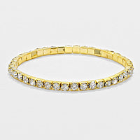 Crystal Single Row Tennis Bracelet on Gold