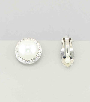 White Pearl Stud Clip On Earrings |JC9EECQ90WHTRD