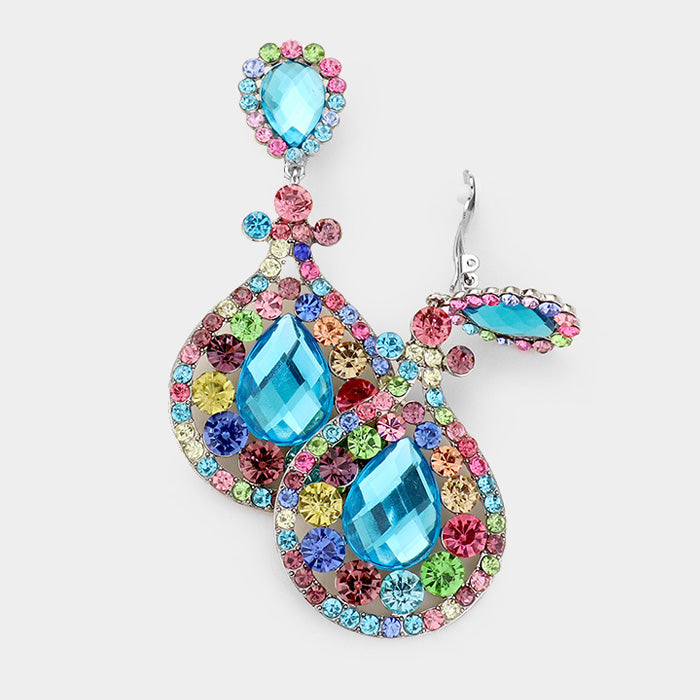 Multi Color Chandelier Earrings | Clip On | 423817
