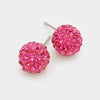 Little Girls Pink Crystal Disco Ball Stud Earrings | 91852