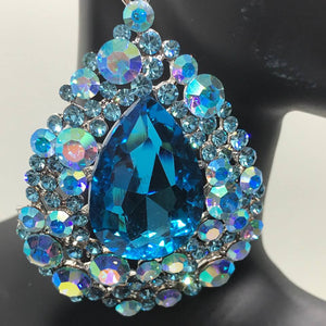 Aqua Chandelier Earrings with AB Stones | Pageant Chunky Earrings | H202-7