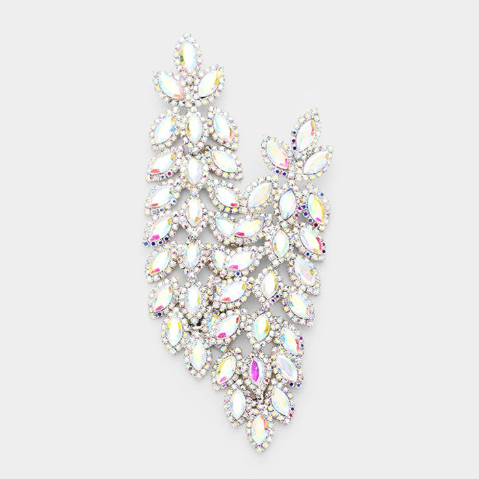 Long AB Crystal Rhinestone Pageant Earrings | 412832