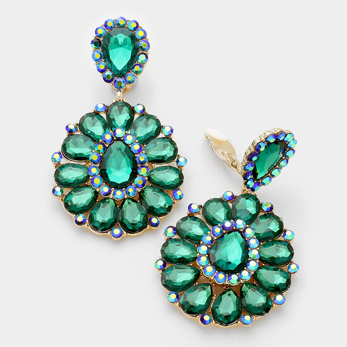 Green Pageant Earrings | Clip On | 287447