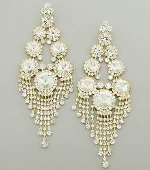 Long Crytsal Chandelier Earrings on Gold | 371720