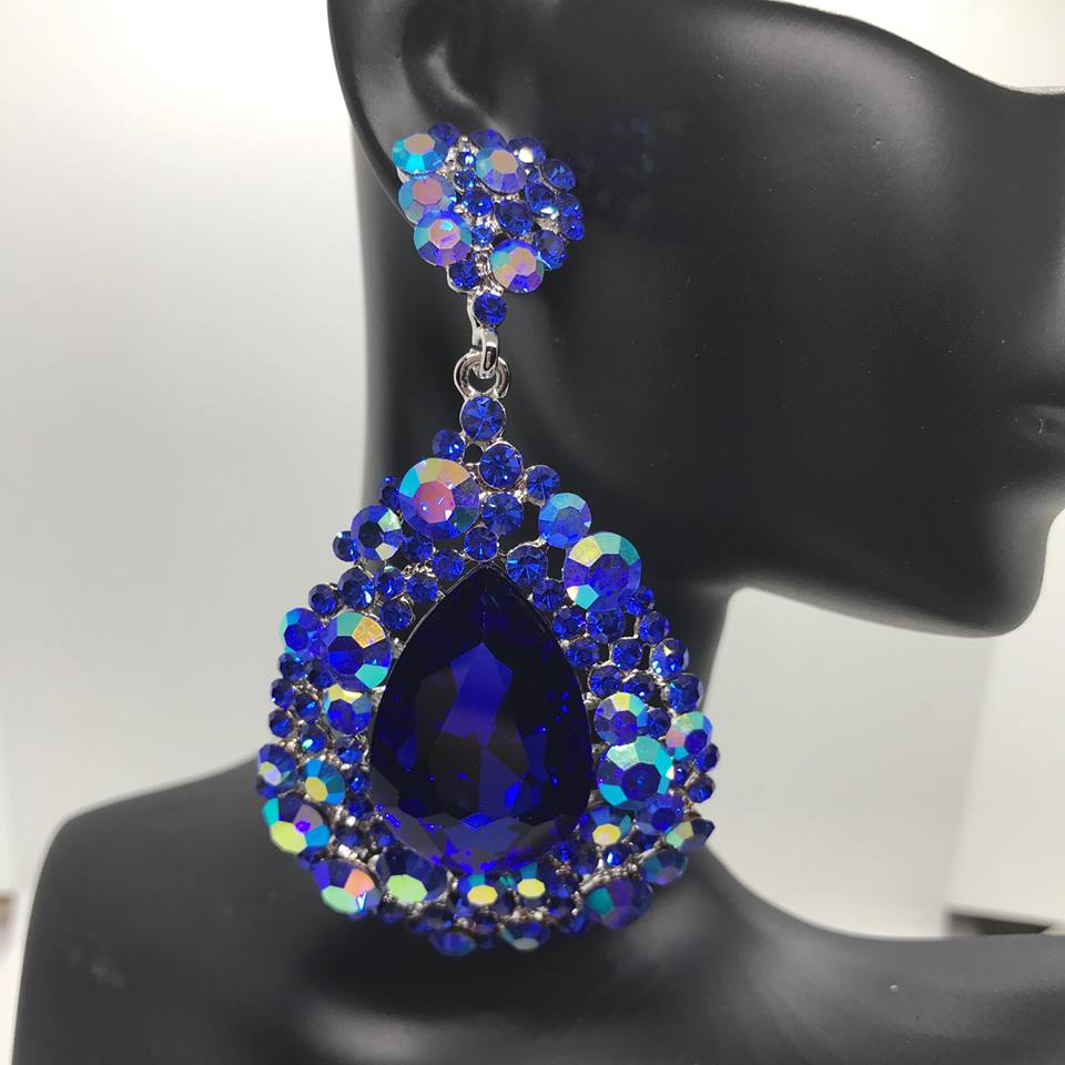 Sapphire Pageant Earrings | Chunky Pageant Earrings | H202-7