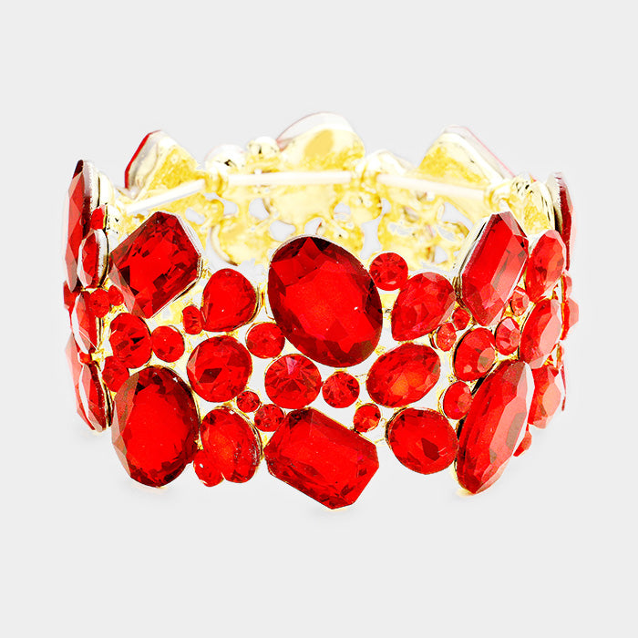 Red Crystal Stretch Pageant Bracelet | 374701
