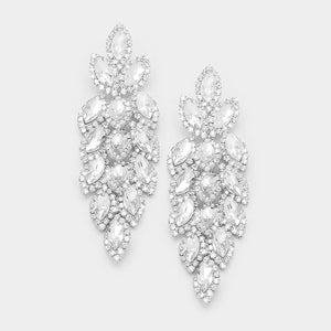  • Color : Silver, Clear  • Size : 1' X 3.25'  • Post Back  • Long Crystal Marquise Earrings