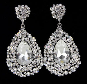  Full Size Chunkys: 1.75" x 3.25" Large Crystal Earrings on Silver | Pageant Chunky Earrings 