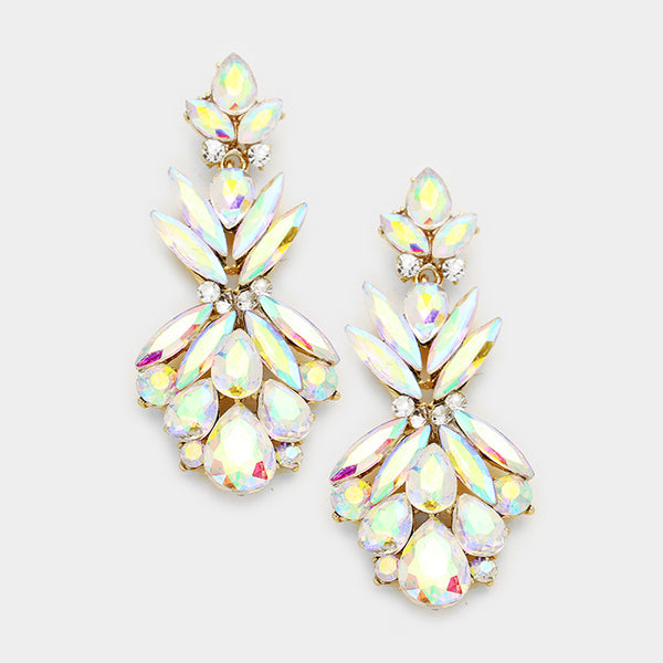 AB Crystal Floral Dangle Earrings | L&M Bling - lmbling