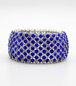 Shimmering Sapphire Crystal Rhinestone Stretch Pageant Bracelet |JB5B054303BLURD