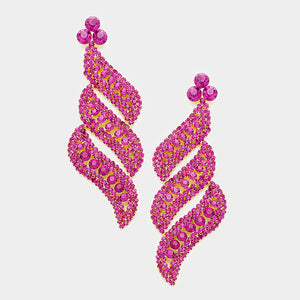 Long Fuchsia Crystal Statement Earrings | bolts | 364547