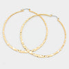 Gold Metal Hoop Pin Catch Textured Earrings | 3.25" | 312014