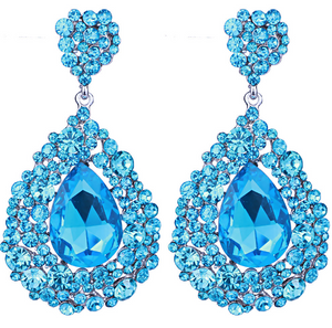 Chunky Aqua Pageant Earrings | NO AB | H202-7 NAB