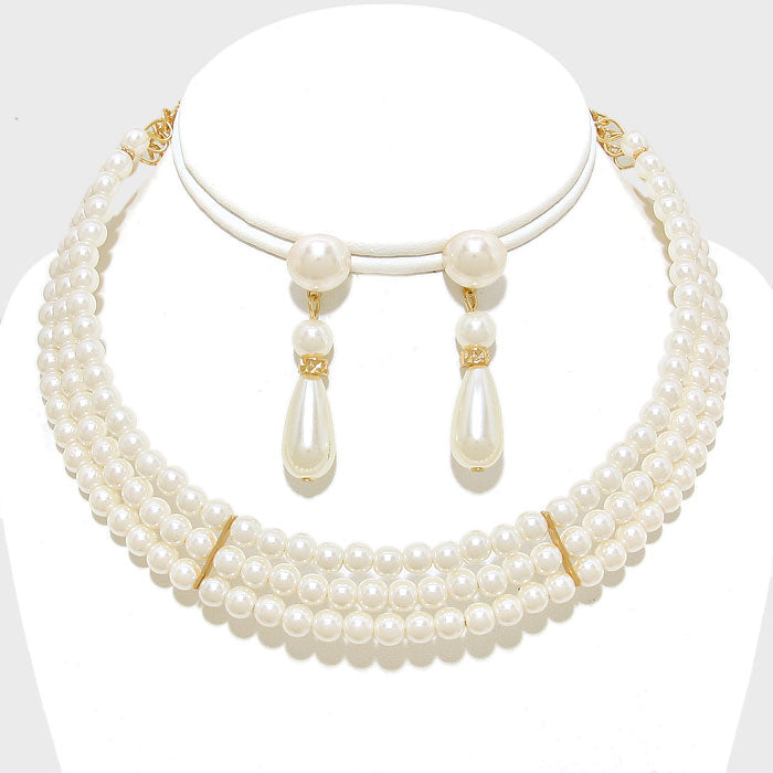 Wedding Jewelry | Cream Pearl Necklace Set | 145213
