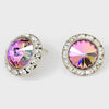 Austrian Irridescent Pink Crystal Round Stud Earrings | 7/8" | 122909