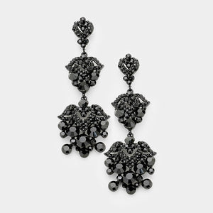 Black Crystal Dangle Earrings | Lauren | 283477