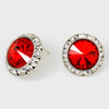 Austrian Red Crystal Round Stud Earrings | 7/8" | 122924