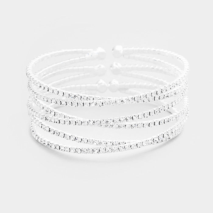 Crisscross Crystal Rhinestone Cuff Bracelet | 383607