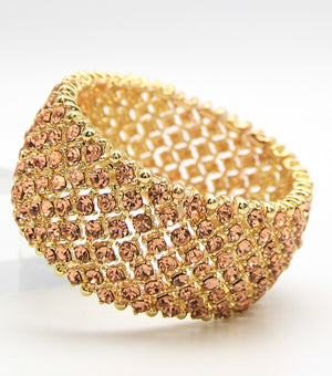 Shimmering Peach Crystal Rhinestone Stretch Pageant Bracelet |JB5B054303PCHGD