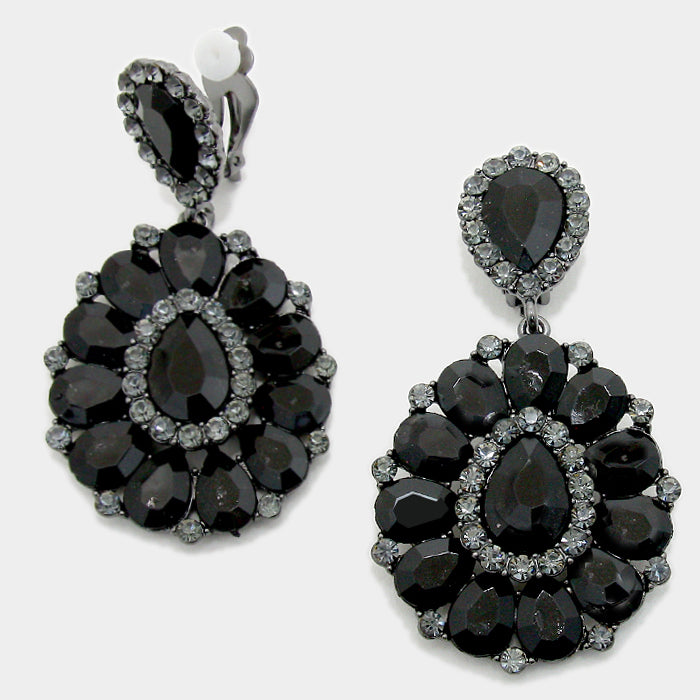 Black Pageant Earrings | Clip On |  223688