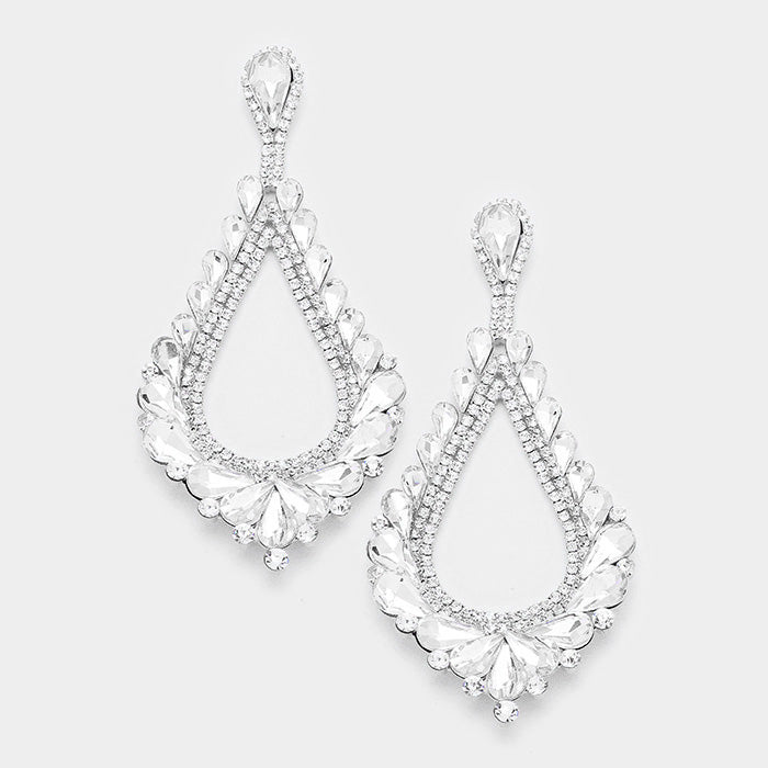 Oversized Cut Out Crystal Teardrop Earrings | 368844