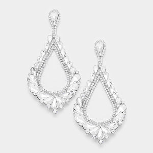Oversized Cut Out Crystal Teardrop Earrings | 368844