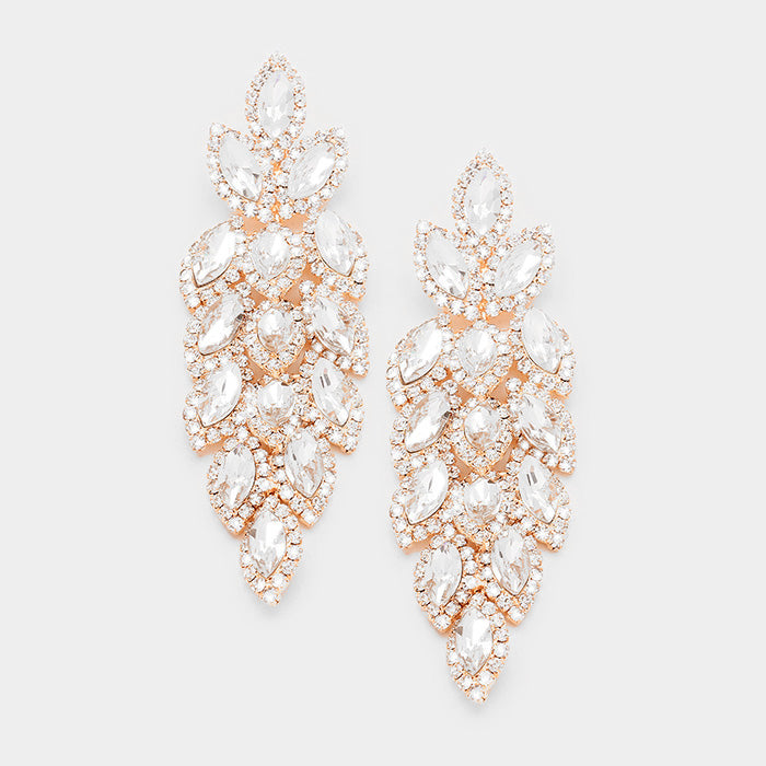 Long Crystal Marquise Earrings on Rose Gold | 398400