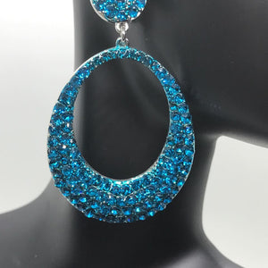 Prom Earrings | Aqua Crystal Hoop Earrings | 2.5 |JC9E236BLURD