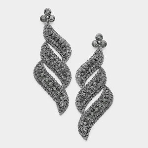 Long Black Diamond Statement Earrings | bolts | 364545