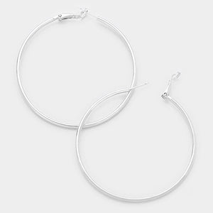 14k Gold Filled Silver Metal Hoop Earrings | 4.7" | 361137