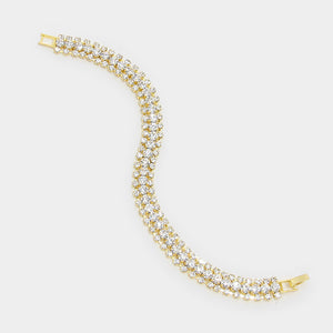 Crystal Rhinestone Clasp Bracelet on Gold | 297541