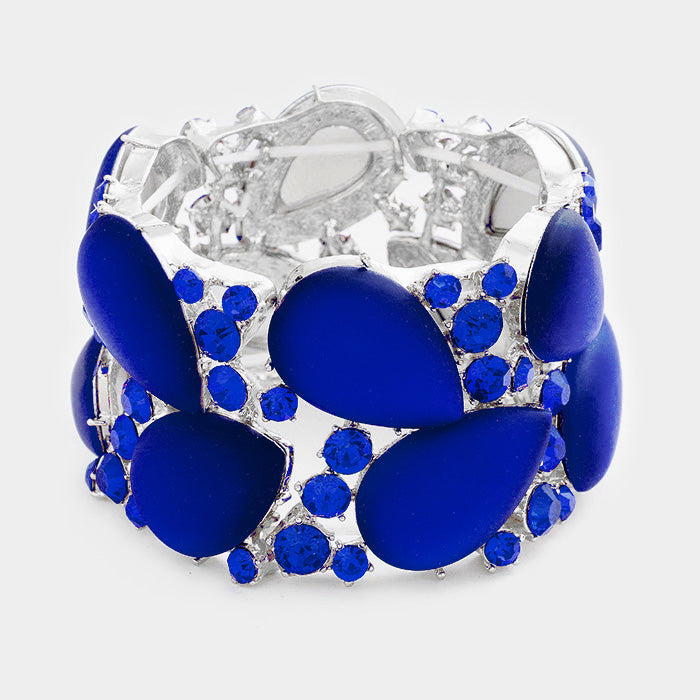 Cloudy Sapphire Teardrop Stretch Bracelet | 355432