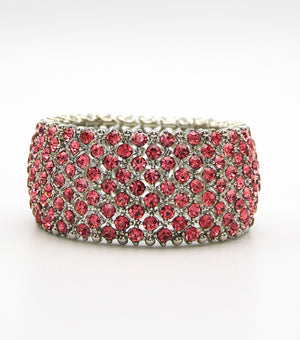 Shimmering Pink Crystal Rhinestone Stretch Pageant Bracelet |JB5B054303PNKRD