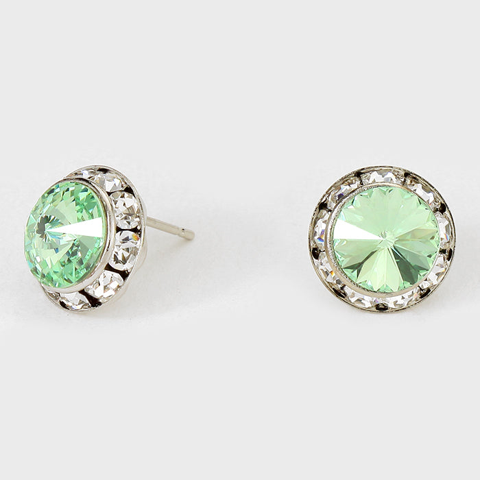 Light Green Stud Earrings 0.5" | 123301