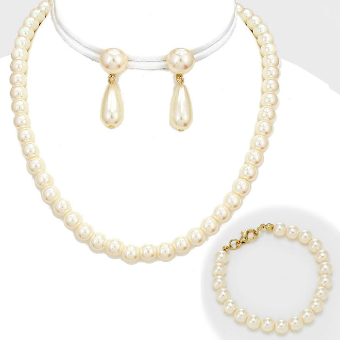 Wedding Jewelry | Cream Pearl Necklace Set | 203326