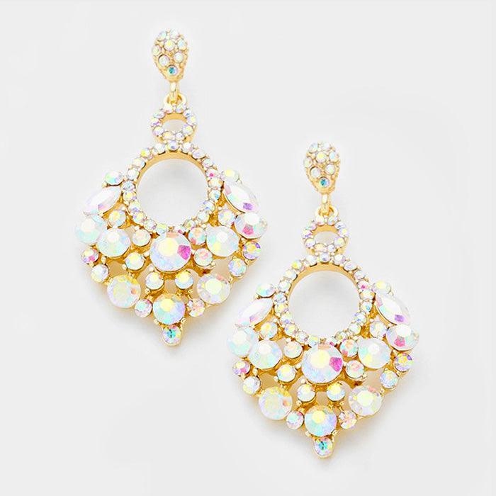 Little Girls AB Chandelier Earrings on Gold | 282189