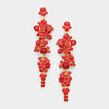 Red Crystal Long Dangle Earrings on Gold | 294867
