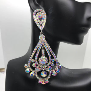 AB Chandelier Earrings on Silver - H202-13 S-AB