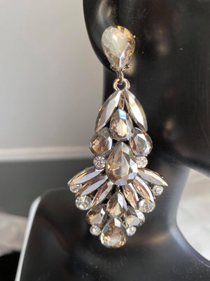 Black Diamond on Hematite Chandelier Earrings | 441982