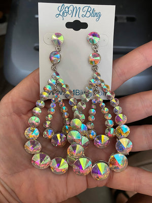Big AB Earrings on Silver | H4601-46