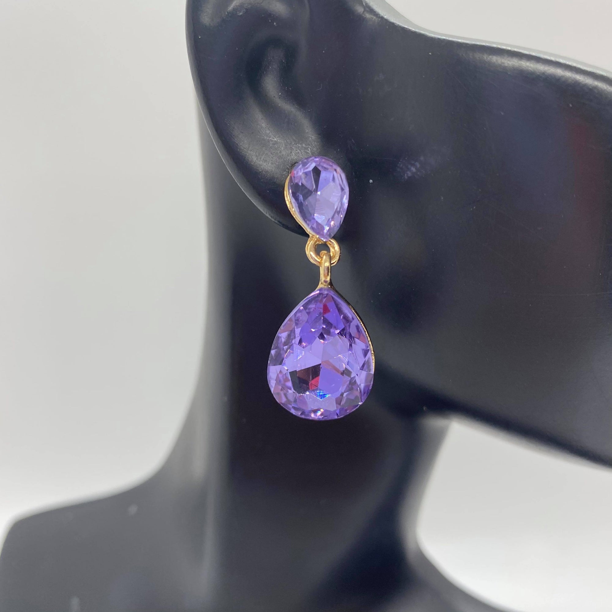 Small Lavender Crystal Teardrop Dangle Earrings | Little Girls | Older Girls Interview 