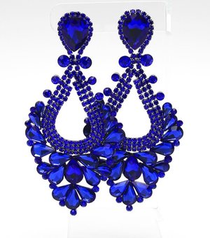 Large Sapphire Crystal Statement Pageant Earrings  | 476312