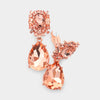 Peach Teardrop Cluster Dangle Clip On Earrings